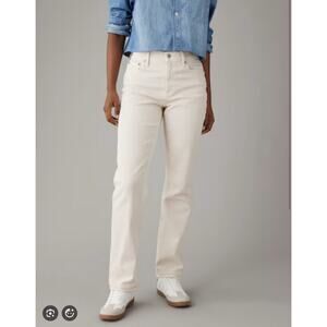 American Eagle Super High Rise Straight Jeans Cream Capsole Casual NEW Womens 18